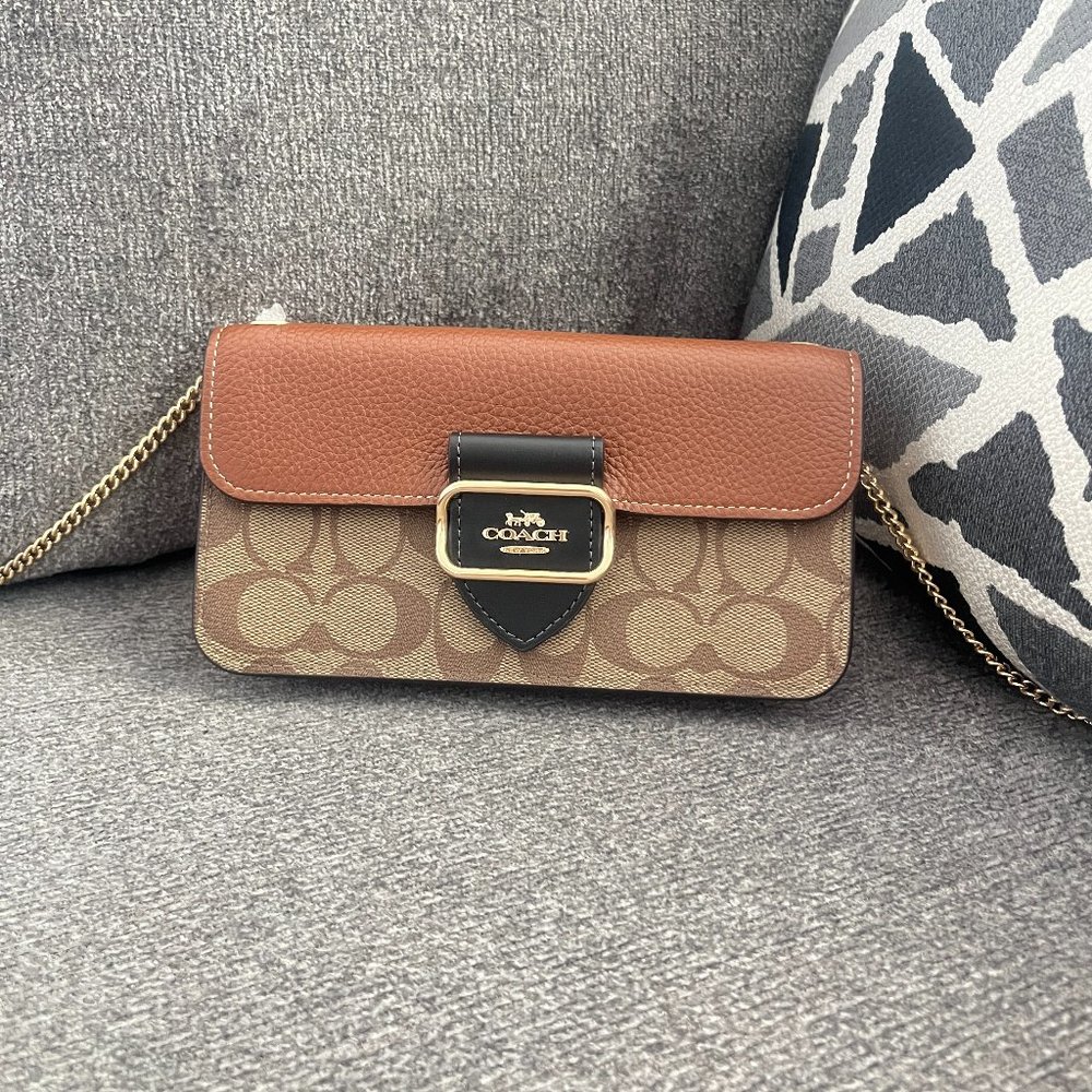 NWT Coach CF475 Morgan Crossbody In Colorblock Signature Canvas Khaki Multi